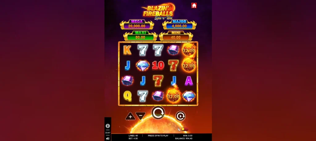Blazin' Fireballs Spin Screenshot Desktop
