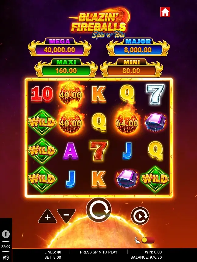 Blazin' Fireballs Spin Screenshot Tablet